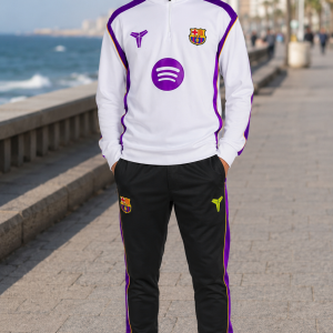Ensemble sportif blanc et noir style Barcelone – High Copy
