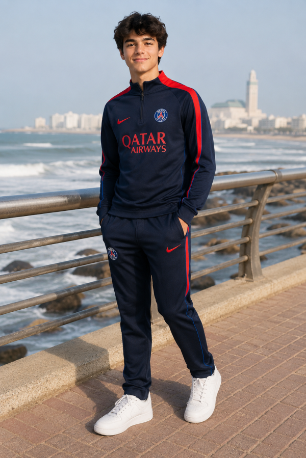 Ensemble sport bleu PSG  marine et rouge – High Copy