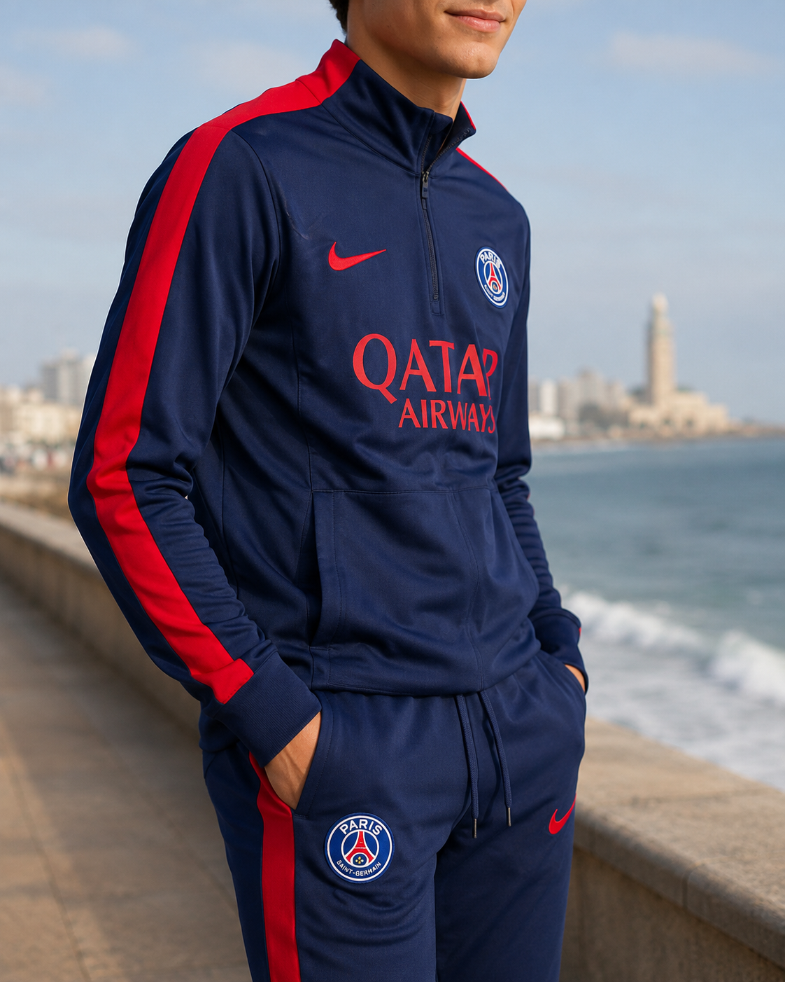 Ensemble sport bleu PSG marine et rouge – High Copy – Image 5